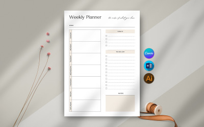 Minimalistická šablona týdenního plánovače | CANVA