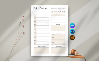 Planejador diário minimalista para Canva