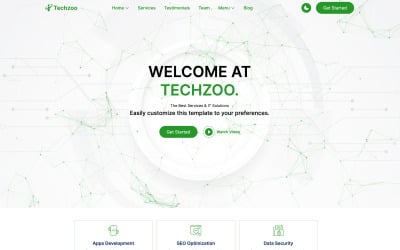 Techzoo - Rozwiązania IT i usługi biznesowe Responsywny Szablon Landing Page