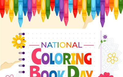 10 National Coloring Book Day Illustration