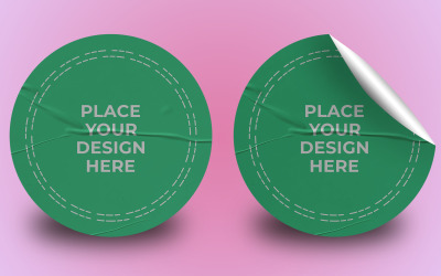 Realistisk rund klistermärke Mockup PSD Design