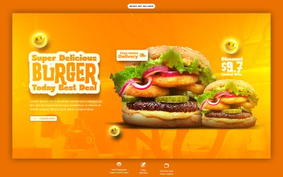 Delizioso modello di banner Web per social media per hamburger