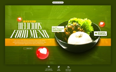 Menu di cibo delizioso Modello banner Web per social media