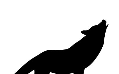 Wolf sits and howls sign isolated