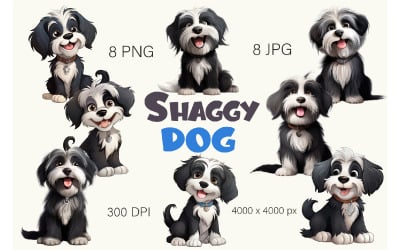 Cartoon Shaggy Dog. TShirt Sticker.