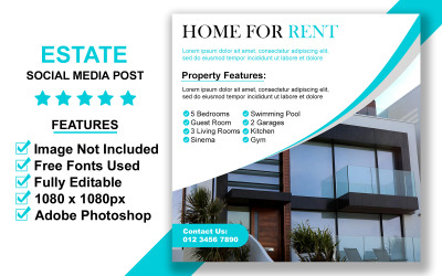 Modern Real Estate Property Marketing Social Media Post PSD Template for Agencies and Agents