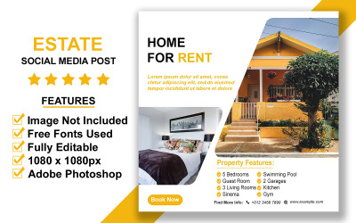 Szablon postu w mediach społecznościowych dla firm z branży nieruchomości PSD dla agencji nieruchomości i promocji inwestycji