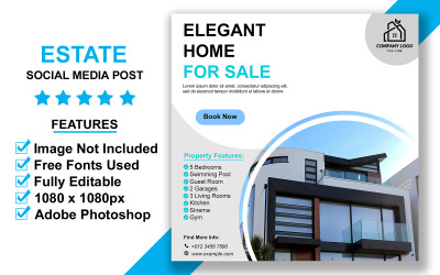 Stylish Real Estate Social Media Post Template for Luxury Property Promotions and Agent Marketing