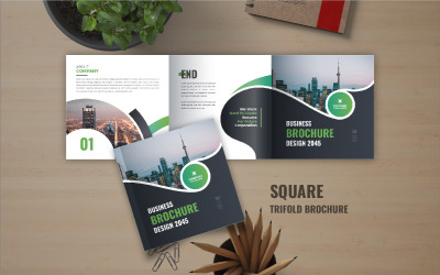 Business square trifold brochure or Modern square trifold brochure design template layout