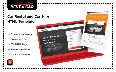 HTML-Vorlage für Autovermietung und -verleih - Rent A Car