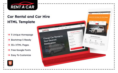 Modelo HTML para aluguel e aluguel de carros - Rent A Car