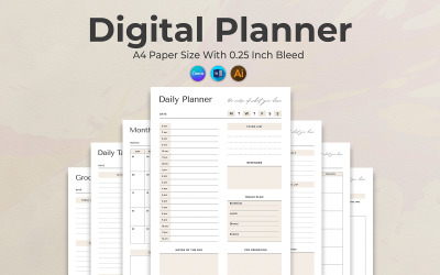 Design de modelo de planejador digital do Canva