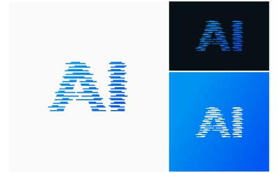 Buchstabe AI, futuristisches Technologie-Logo