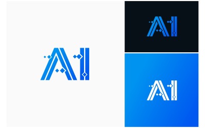 Logo digitale della tecnologia AI lettera