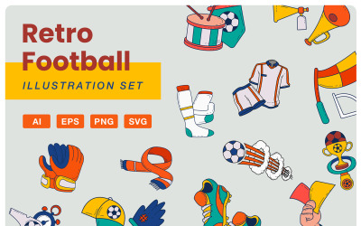 Retro voetbalbeker illustraties