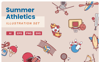 Sommer Leichtathletik Illustrationsset