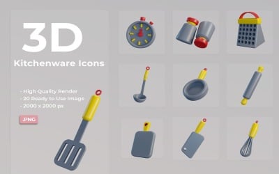 Diseño de icono de utensilios de cocina 3D