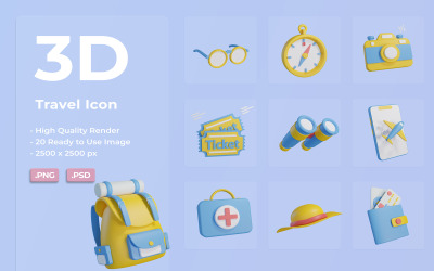 3D Reise-Icon-Set-Design