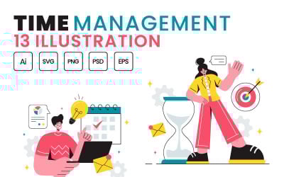 13 Tijdmanagementplanning vectorillustratie