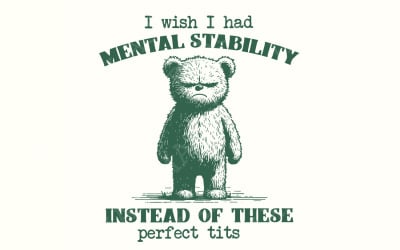 Funny Mental Health Meme PNG, Perfect Tits Quote, Self Love Humor, Motivational Digital Art