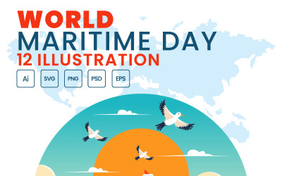 12 Wereld Maritieme Dag Vectorillustratie