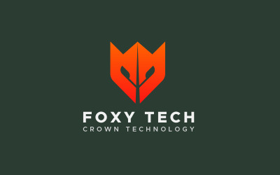 Fox crown teknologi logotypdesign