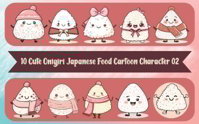10 lindo personaje de dibujos animados de comida japonesa Onigiri 02