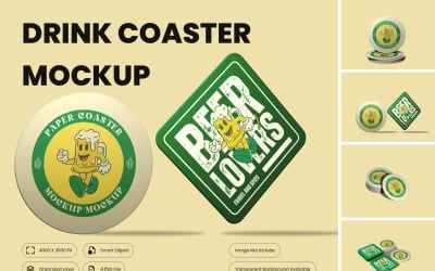Drink Coaster Mockup — ваш идеальный инструмент для демонстрации дизайна ваших подставок