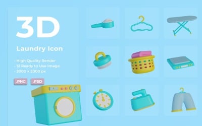 3D Prádlo Icon Set Design