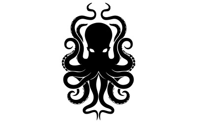 Octopus icoon voor zeemonster tattoo ontwerp. Octopus zwart silhouet van zeemonster.