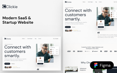 Clickie - Modelo Figma de SaaS moderno e site de inicialização