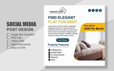 Real Estate Instagram Post Template in PSD - Poster - Flyer - 038