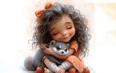 Girl Hugging with Ferrets 70