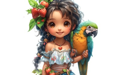 Girl Hugging with Parrot 48