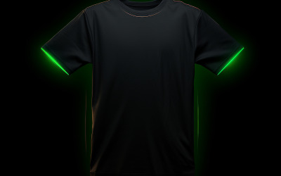 Blank t-shirt with neon light_hanging black t-shirt with neon light_black t-shirt with neon
