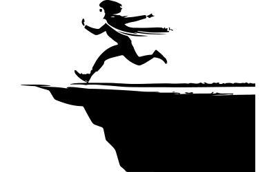 boy and mountain draw silhouette vector art illustration design
