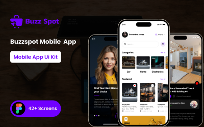 Buzz Spot – Online Marketplace mobilalkalmazás Figma sablon