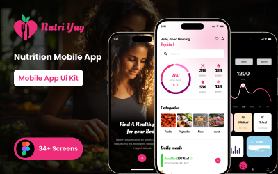 Nurti Yay - Táplálkozási mobilalkalmazás Figma sablon