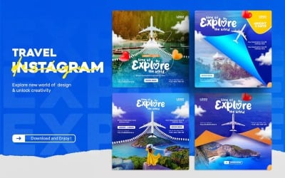 Travel And Tourism Social Media Template Set