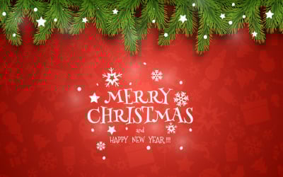 Christmas Composition on Red Background. Vector