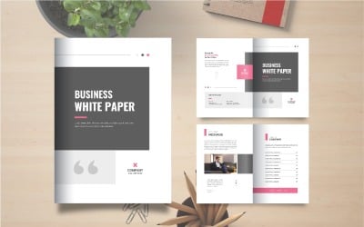 Libro blanco de negocios corporativos o diseño de folleto de papel blanco de la empresa