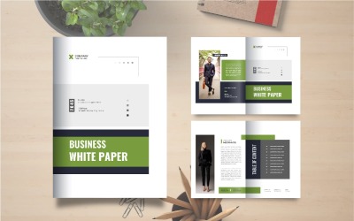 Livro branco de negócios corporativos ou modelo de folheto de papel branco da empresa