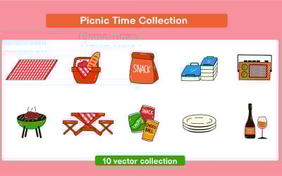 Picknick-Zeit-Sammlung-Vektor-Set