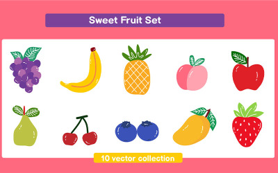 Zoet Fruit Vector Set-collectie
