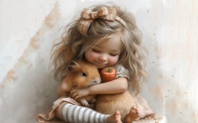 Girl Hugging with Bunny 121