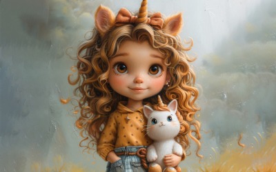 Girl Hugging with Cat 101.