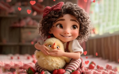 Girl Hugging with chicks 130