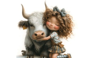 Girl Hugging with Guinea Pigs  160