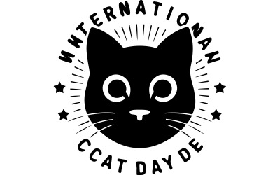 En fantastisk siluettvektordesign som firar internationella kattdagen