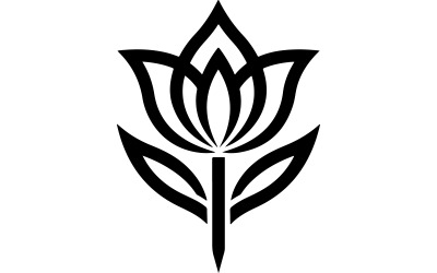 Ett stilrent och elegant svart emblem med en enda, stiliserad blomdesign